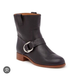 FRYE Ricki Ring Fold Strap Black Leather Ankle Boots Size 7